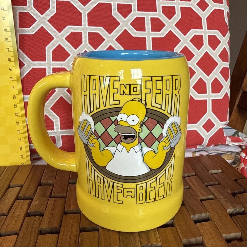 The Simpsons Homer Have No Fear Have A Beer 20oz Yellow / Blue Mug Fathers Day